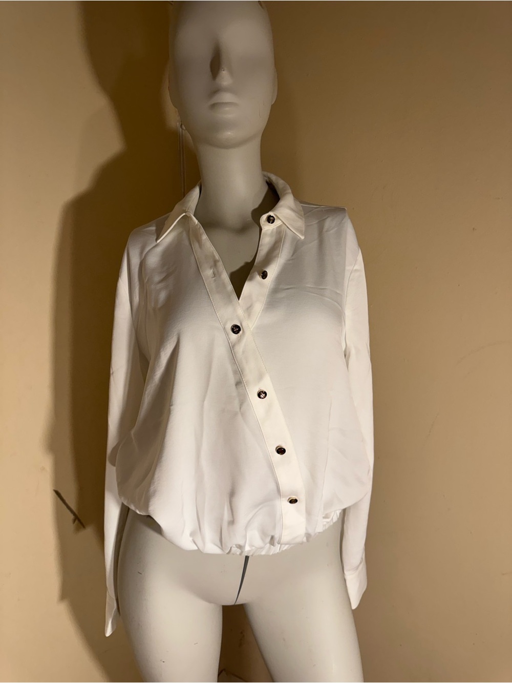 Karl Lagerfeld Women’s White Button-Front Long Sleeve Top